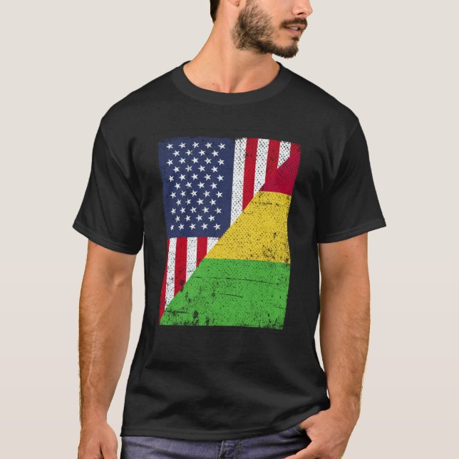 Half USA Flag Half Mali Flag American Malian T-Shirt (Front)
