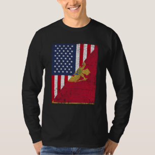 Half USA Flag Half Montenegro Flag American Monten T-Shirt