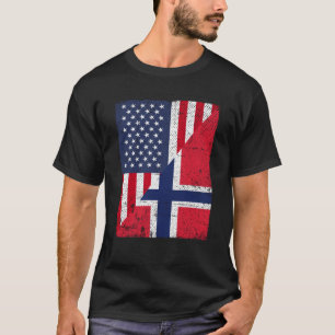 Half USA Flag Half Norway Flag American Norwegian T-Shirt