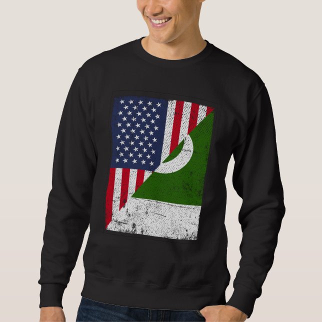 Half USA Flag Half Pakistan Flag American Pakistan Sweatshirt (Front)