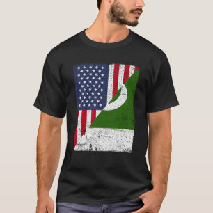 Half USA Flag Half Pakistan Flag American Pakistan T-Shirt