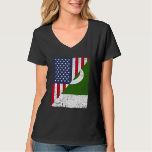 Half USA Flag Half Pakistan Flag American Pakistan T-Shirt