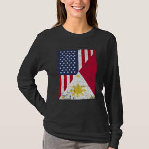 Half USA Flag Half Philippines Flag American Filip T-Shirt