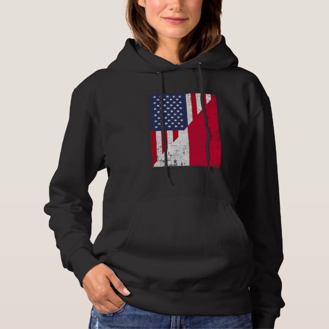 Half USA Flag Half Poland Flag American Polish Hoodie (Front)