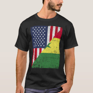 Half USA Flag Half Senegal Flag American Senegales T-Shirt