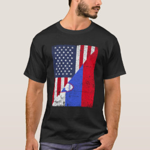 Half USA Flag Half Slovenia Flag American Slovenia T-Shirt
