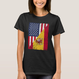 Half USA Flag Half Spain Flag American Spanish T-Shirt