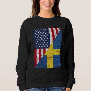 Half USA Flag Half Sweden Flag American Swedish Sweatshirt