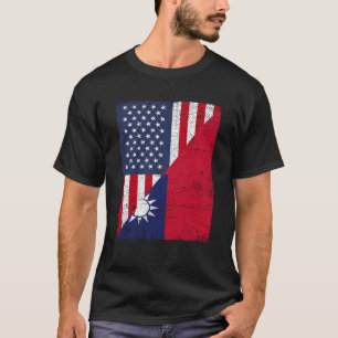 Half USA Flag Half Taiwan Flag American Taiwanese T-Shirt