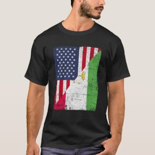 Half USA Flag Half Tajikistan Flag American Tajik T-Shirt