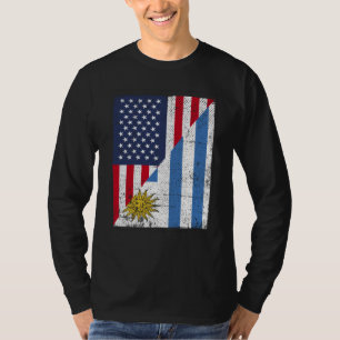 Half USA Flag Half Uruguay Flag American Uruguayan T-Shirt