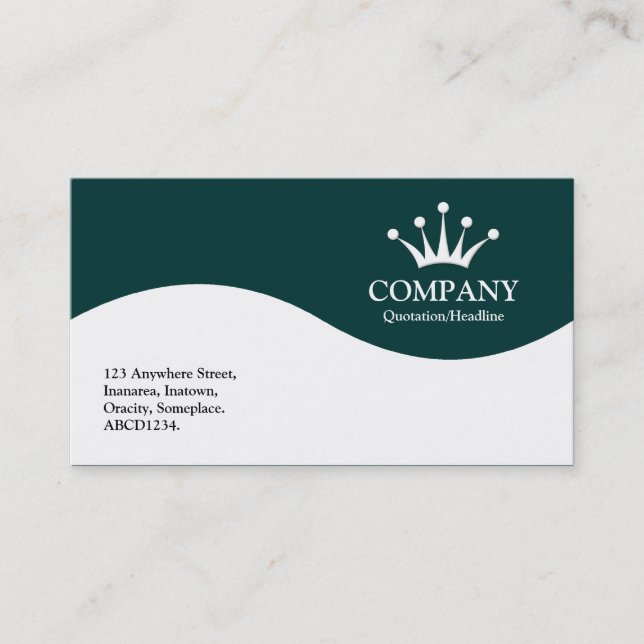 Half Wave Crown - Dark Green 003333 Business Card (Front)