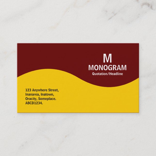 Half Wave Monogram - Amber with Dark Maroon 660000 Business Card (Front)