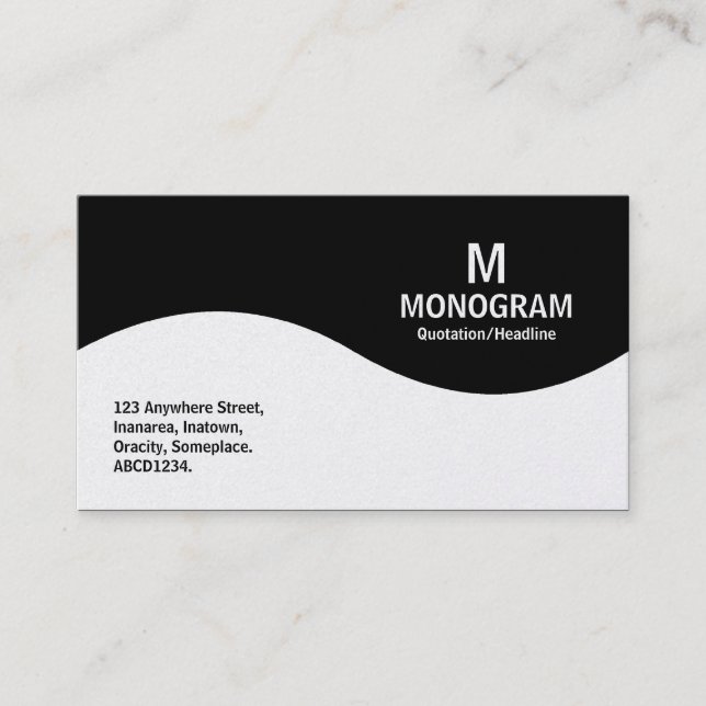 Half Wave Monogram - Black (Platinum) Business Card (Front)