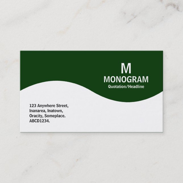 Half Wave Monogram - Dark Green 003300 Business Card (Front)