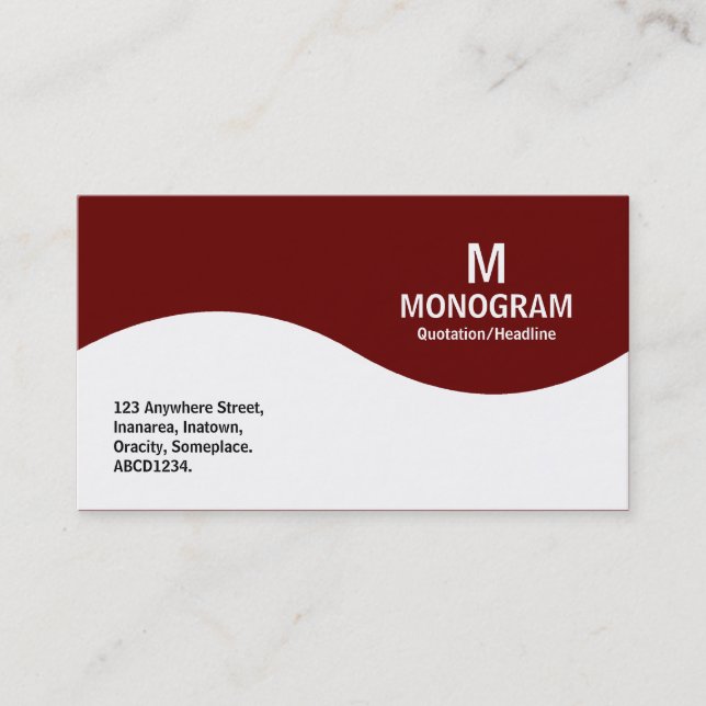 Half Wave Monogram - Dark Maroon 660000 Business Card (Front)