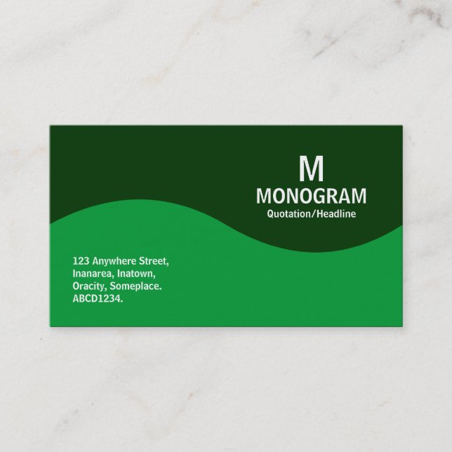 Half Wave Monogram - Grass Green and Dark Green Business Card (Front)