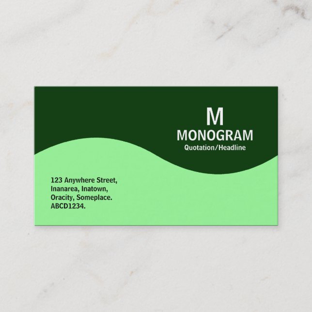 Half Wave Monogram - Mint Green with Green 003300 Business Card (Front)