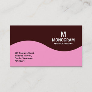 Half Wave Monogram - Pink with Dark Brown Business Card