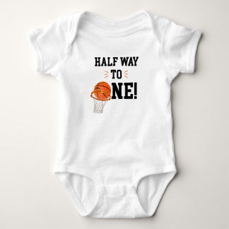 Half Way to One Basketball Shirt, Halftime, Baby Bodysuit