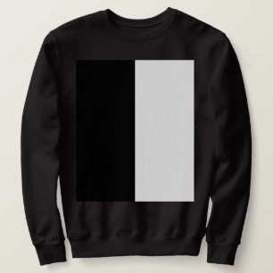 half white half black, half black half white sweatshirt
