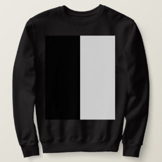 half white half black, half black half white sweatshirt