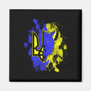 Half Wolf Half Ukraine Tryzub Ukrainian Symbol And Magnet