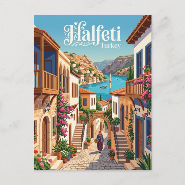 Halfeti Alley Turkey Postcard (Front)