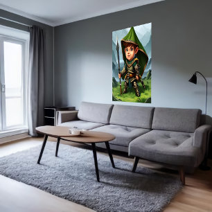 Halfling male warrior AI Art Poster