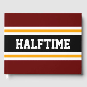 HALFTIME Athletic Bold Red Black Orange Stripes Guest Book