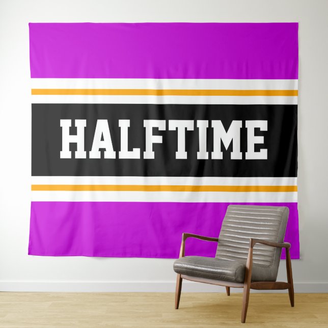 HALFTIME Athletic Bright Pink Yellow Black Stripes Tapestry (In Situ (Horizontal))
