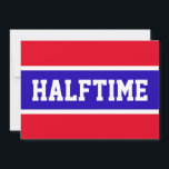 HALFTIME Athletic Bright Red White Blue Stripes<br><div class="desc">This fun sporty design features athletic HALFTIME text inside a highlighted wide vivid blue stripe with white pinstripes against bright red outer stripes. The colors and text in this design can be personalized.</div>