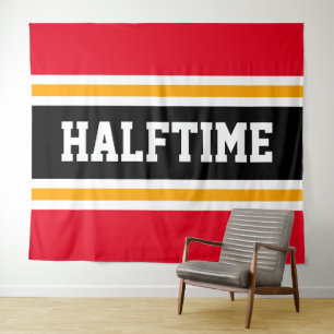 HALFTIME Bold Sporty Bright Red Black Stripes Tapestry