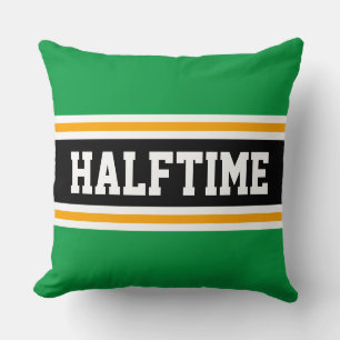 HALFTIME Bright Green Yellow Black Sporty Stripes Cushion