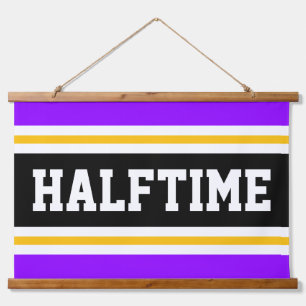 HALFTIME Bright Purple Black Yellow Party Stripes  Hanging Tapestry