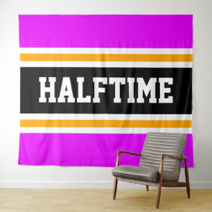 HALFTIME Bright Tropical Pink Black Racing Stripes Tapestry