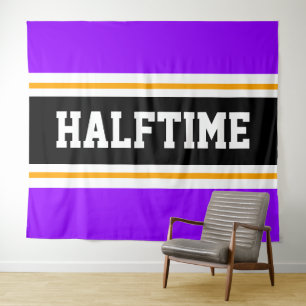 HALFTIME Fun Athletic Bright Purple Black Stripes Tapestry