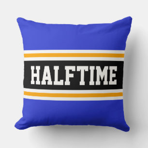 HALFTIME Fun Navy Blue Yellow Black Sporty Stripes Cushion