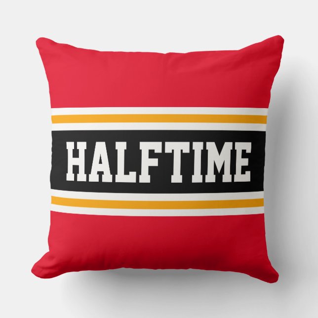 HALFTIME Sporty Bright Red Black Racing Stripes Cushion (Front)