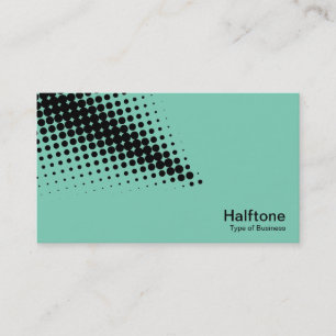 Halftone Arrow - Black with Light Green 7dcfb6 Business Card