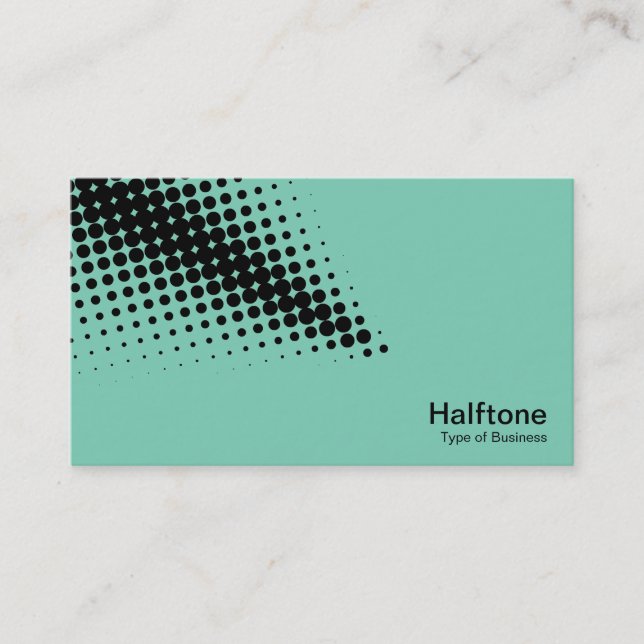 Halftone Arrow - Black with Light Green 7dcfb6 Business Card (Front)