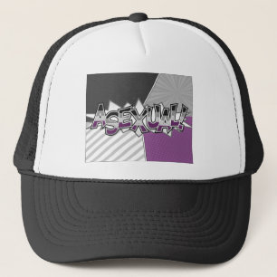 Halftone Asexual Pride Typography with Flag Trucker Hat