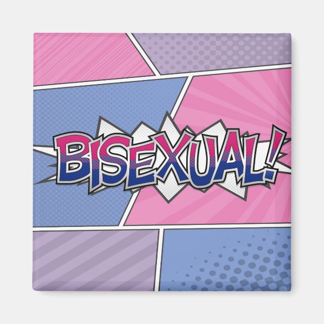 Halftone Bisexual Pride Typography with Flag  Magnet (Front)