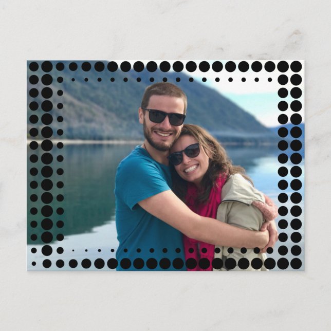 Halftone Black Dots Frame Custom Photo Postcard (Front)