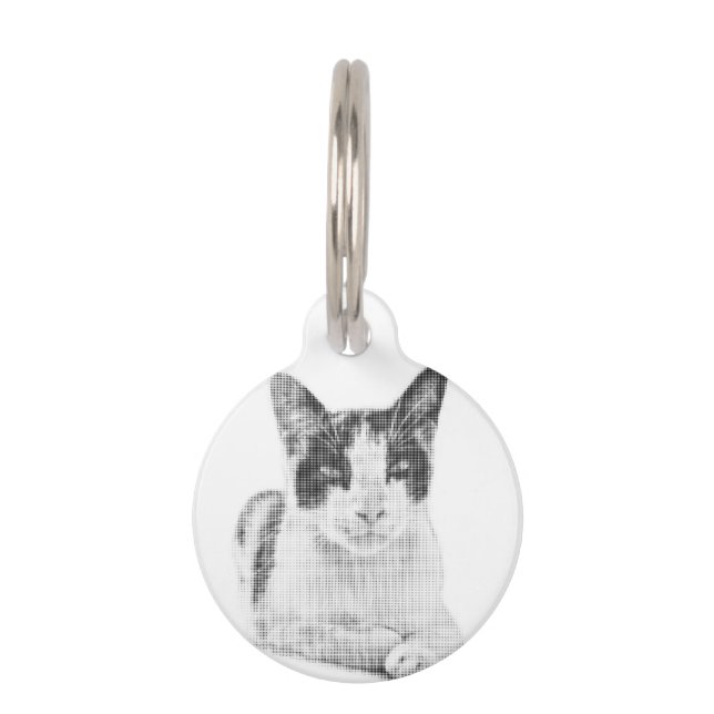 Halftone Calico Charm Pet Tag (Front)