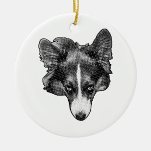 halftone cheer face ceramic tree decoration