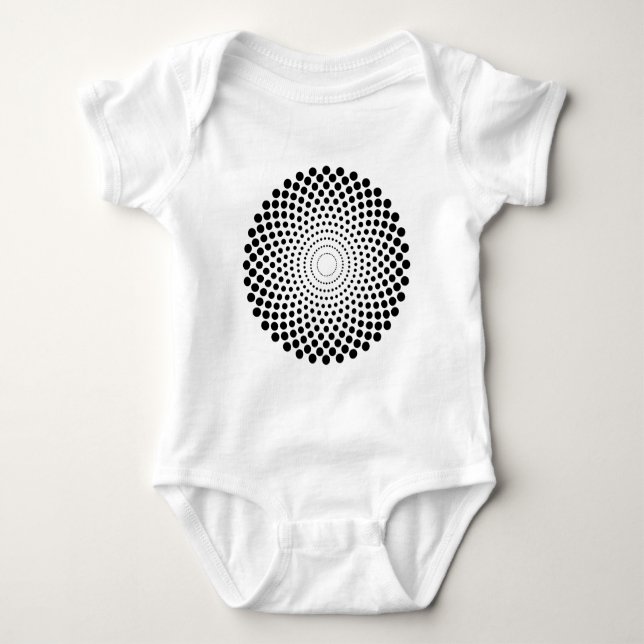 Halftone Circle 02 - Black Baby Bodysuit (Front)