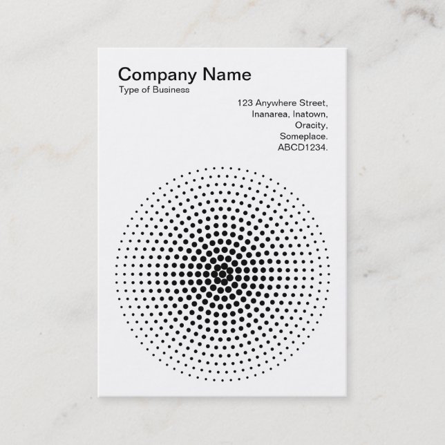 Halftone Circle 03 - Black on White Business Card (Front)