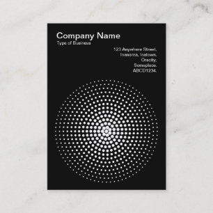 Halftone Circle 03 - White on Black Business Card
