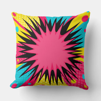 Halftone Comic Starburst Border Cushion